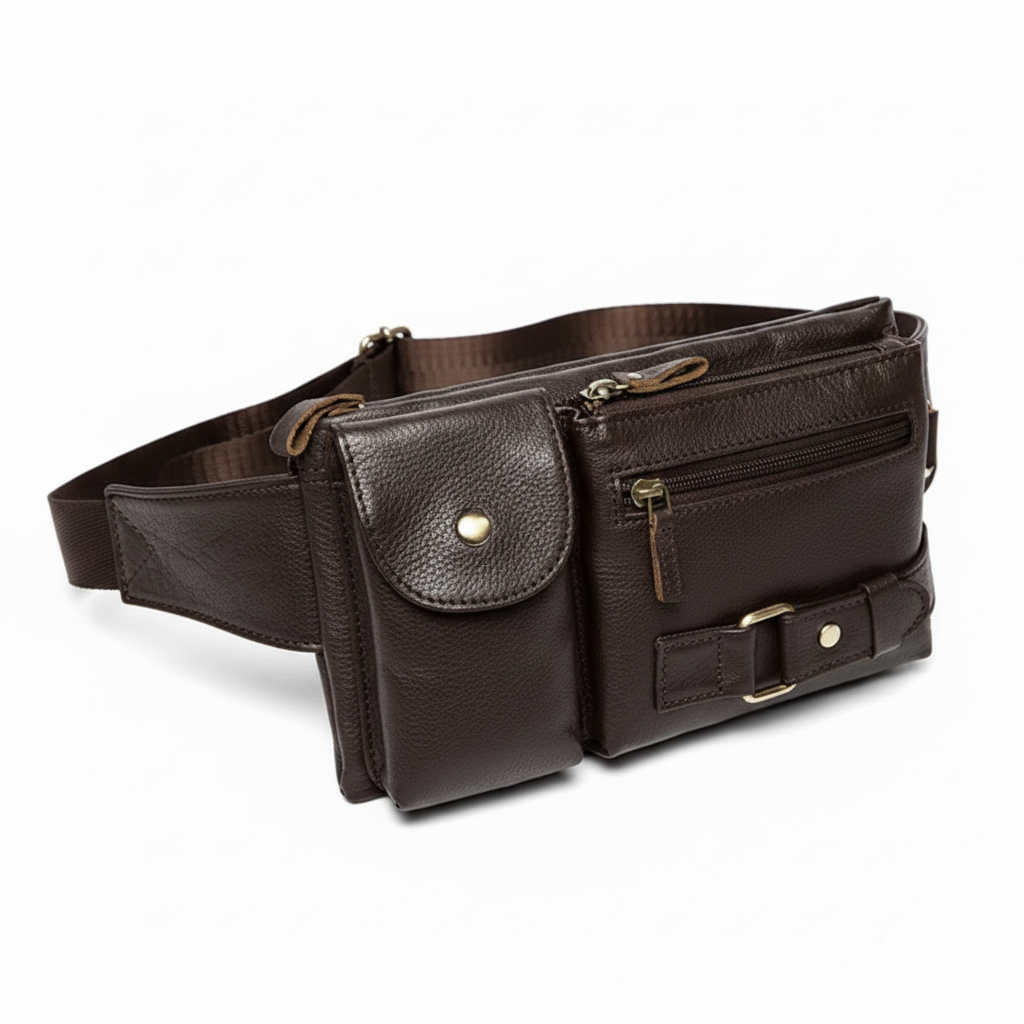 Sac Banane Cuir Homme Aurelio | La Casa du Cuir Café / Cuir PU Sacs banane