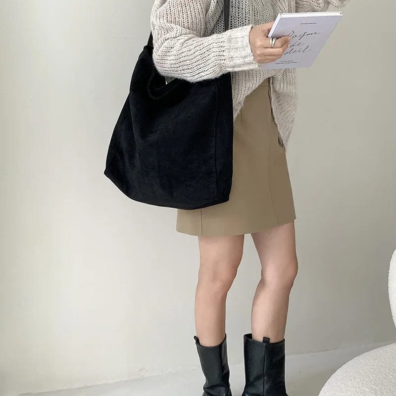 Sac Cabas en Faux Daim Marron – Style Bohème et Léger Sac Cabas