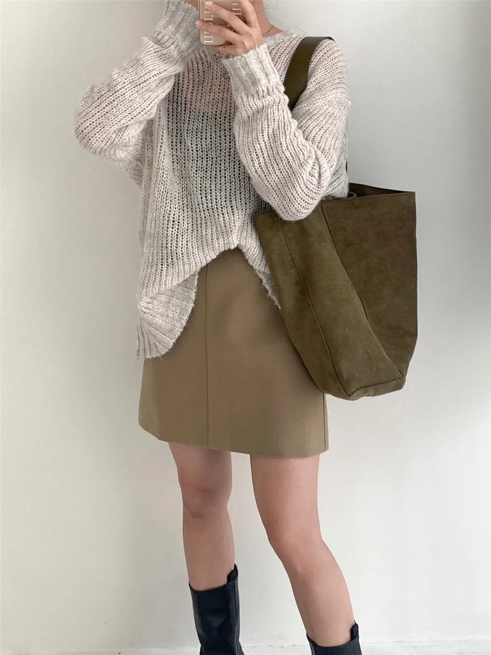 Sac Cabas en Faux Daim Marron – Style Bohème et Léger Sac Cabas