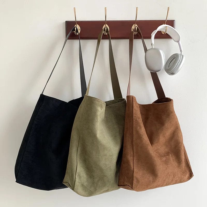Sac Cabas en Faux Daim Marron – Style Bohème et Léger Sac Cabas