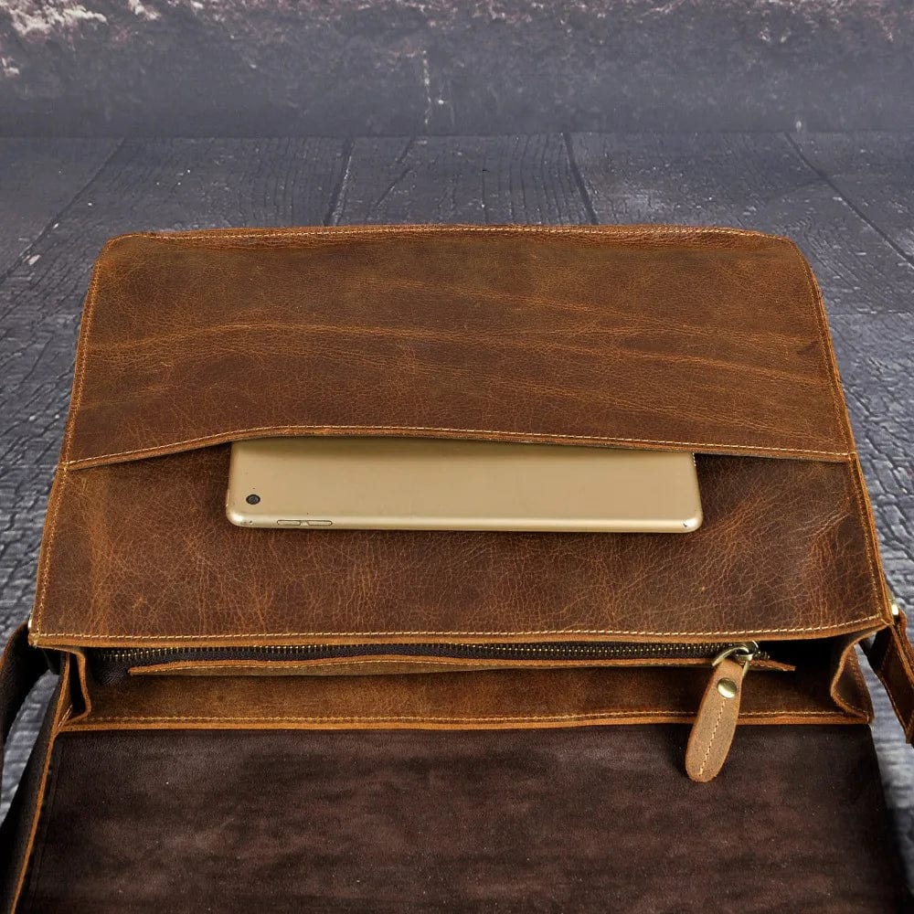 Sac en Bandoulière en Cuir pour Homme | La Casa du Cuir Café / Cuir Véritable