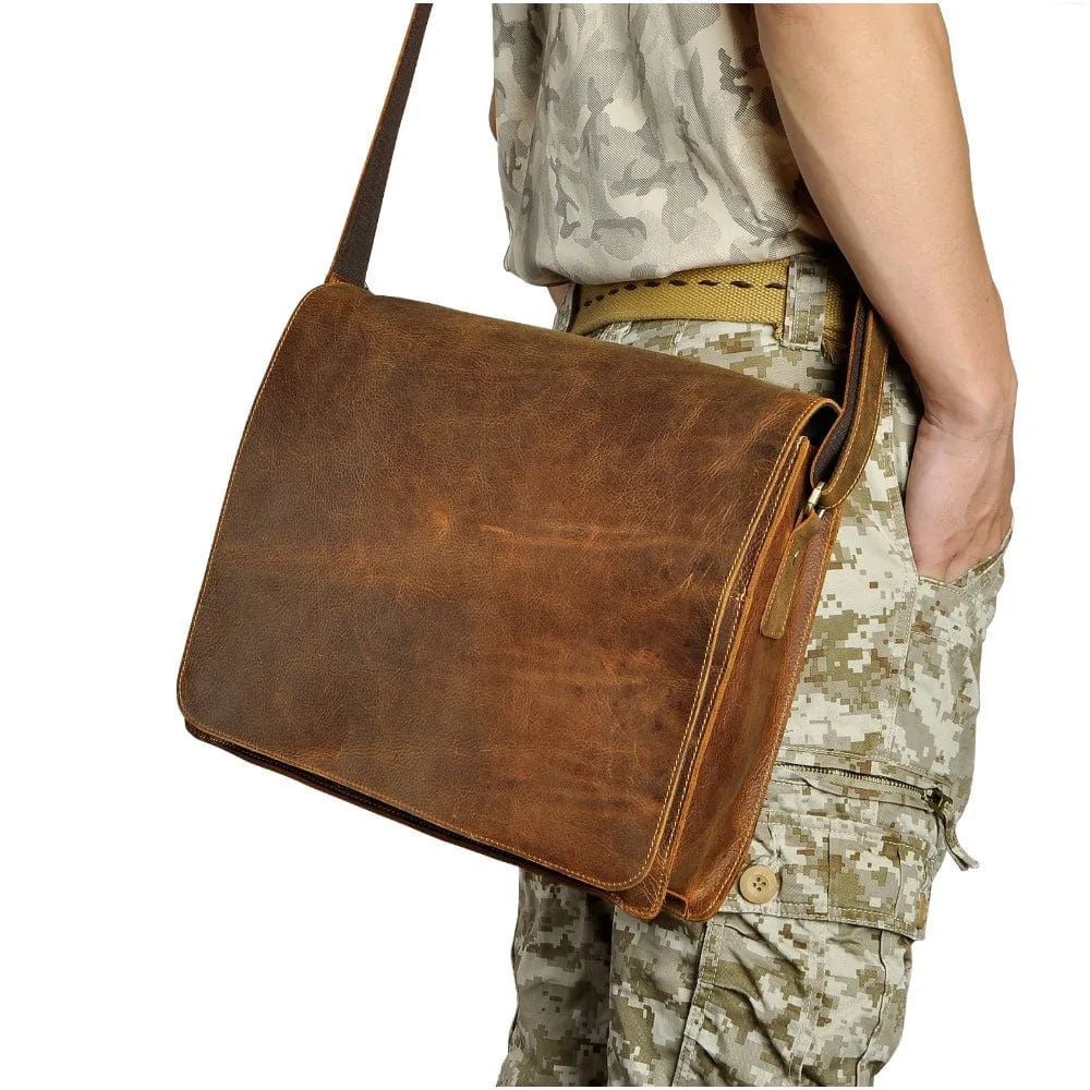Sac en Bandoulière en Cuir pour Homme | La Casa du Cuir Café / Cuir Véritable
