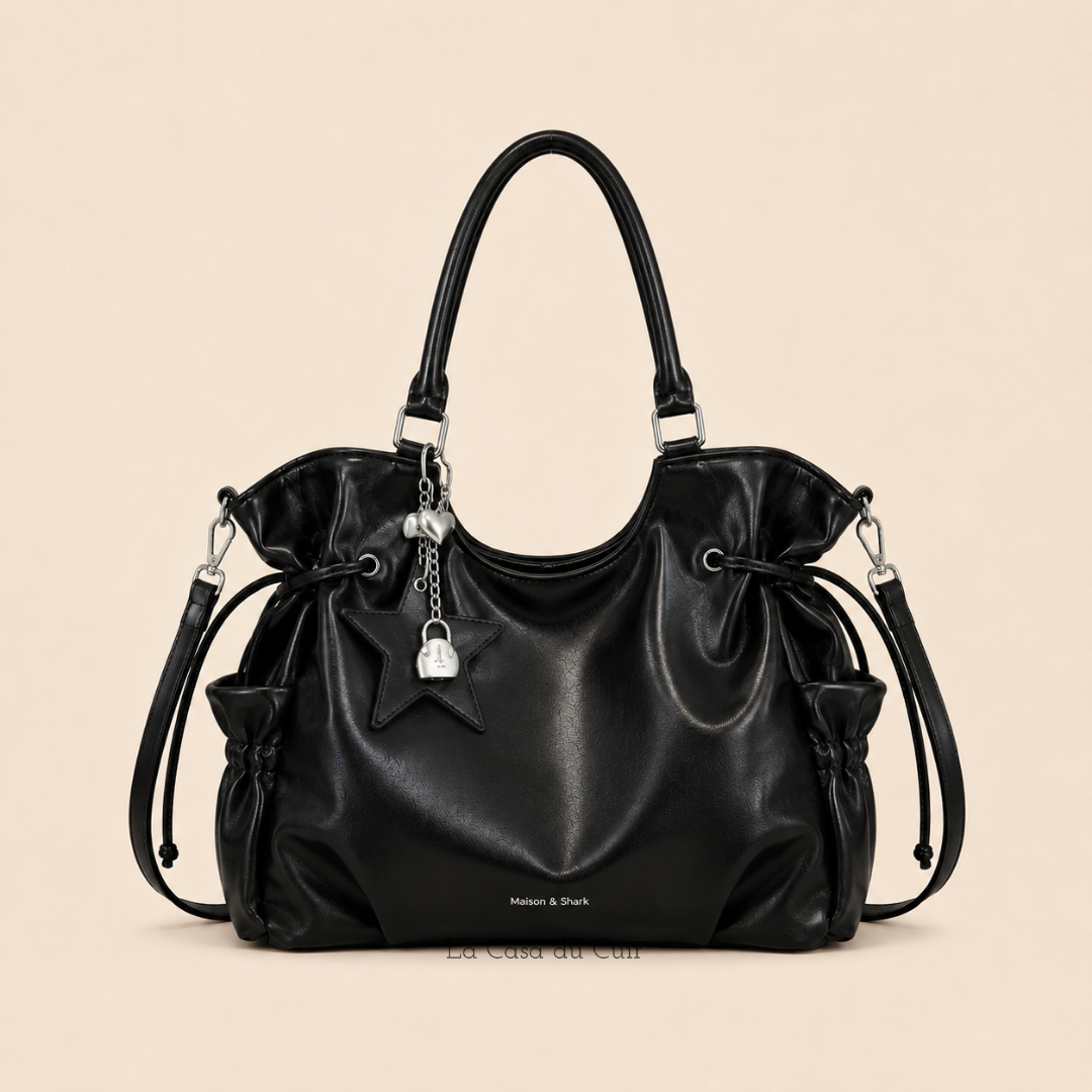 Grand Sac Hobo Femme – Solène | Chic & Spacieux Noir / Cuir Vegan