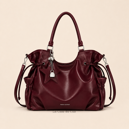 Grand Sac Hobo Femme – Solène | Chic & Spacieux Bordeaux / Cuir Vegan