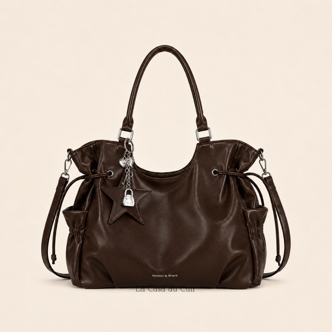 Grand Sac Hobo Femme – Solène | Chic & Spacieux Café / Cuir Vegan