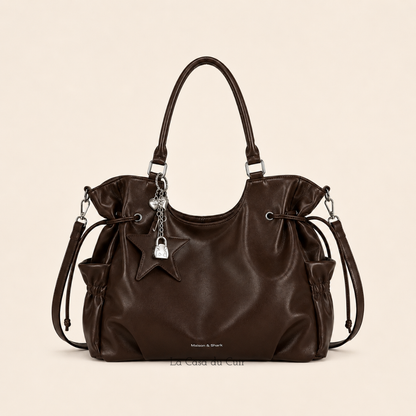 Grand Sac Hobo Femme – Solène | Chic & Spacieux Café / Cuir Vegan
