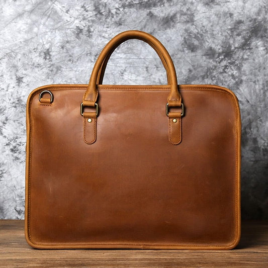 Pochette Ordinateur Homme en Cuir | Modèle Basile Camel / Cuir / 14 Pouces Sac Ordinateur