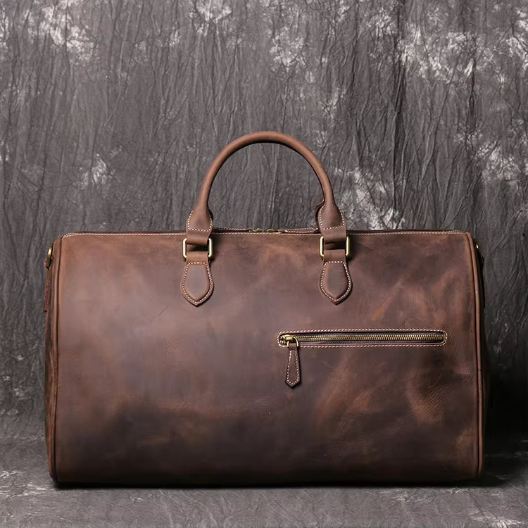 Sac Weekend Homme Mathis Café / Cuir Véritable Sac de voyage