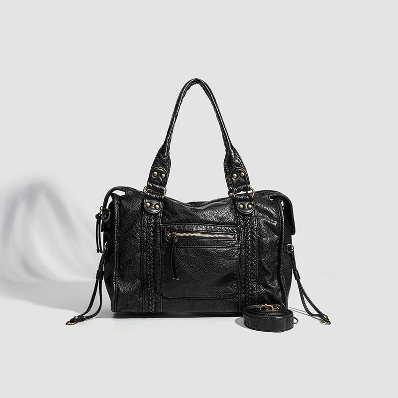 Sac Cabas Cuir Femme Tendance -  Anne Noir / Cuir Vegan