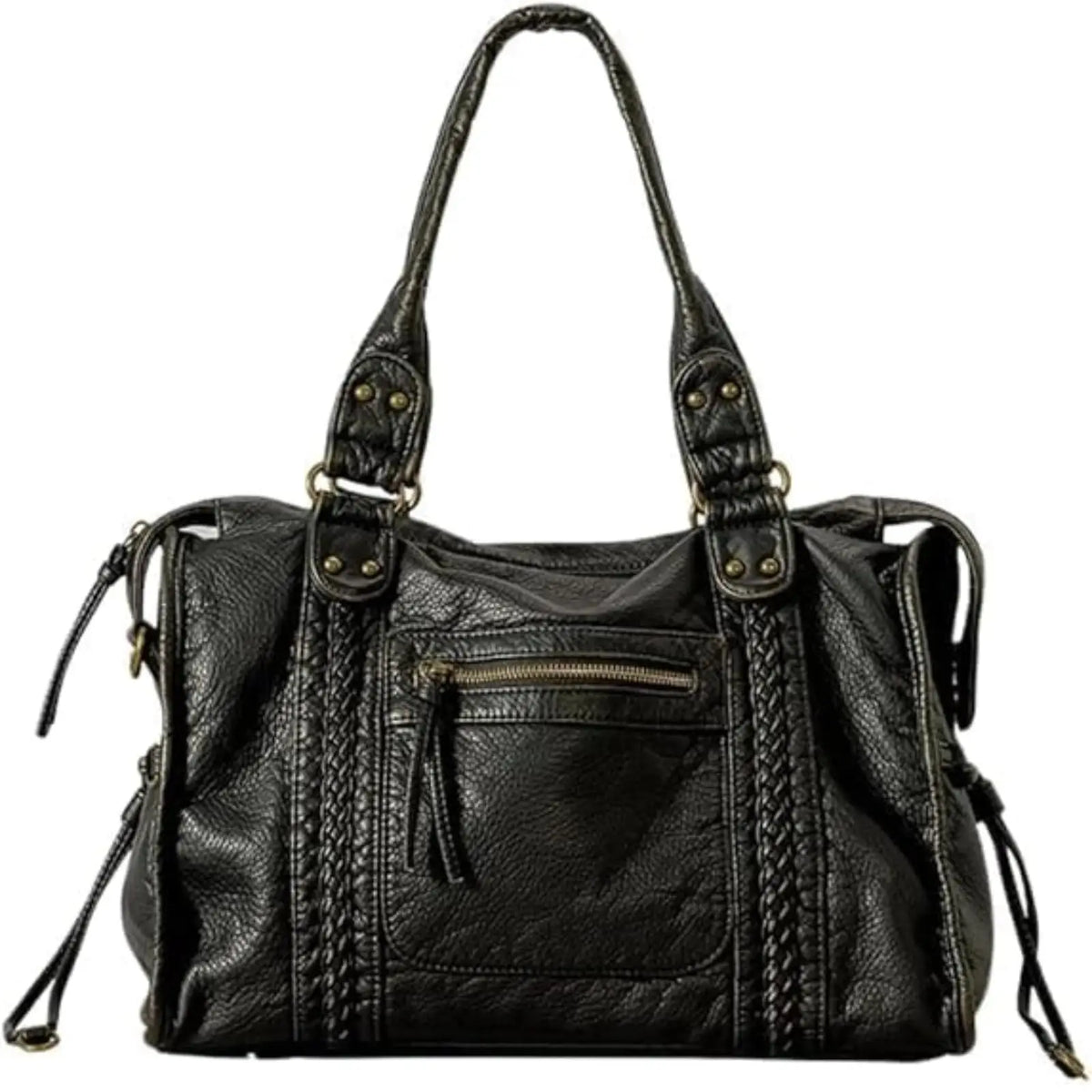 Sac Cabas Cuir Femme Tendance -  Anne Noir / Cuir Vegan
