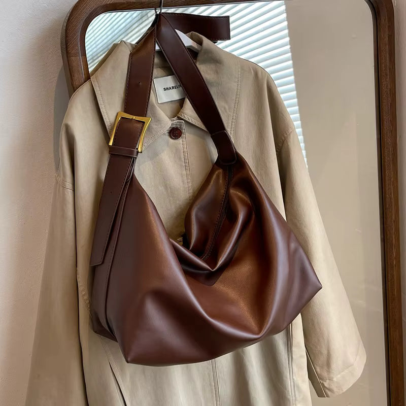 Sac Cabas Femme avec Fermeture Éclair – Chic & Minimaliste Café / Cuir Vegan Sac Cabas