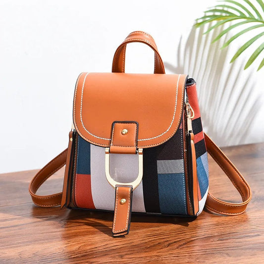 Sac à Dos Ville Ultra Léger Femme | Pratique & Tendance Marron / Cuir Vegan + Tissu sac à dos