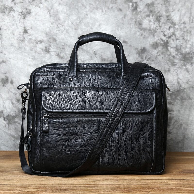 Sac à Ordinateur Homme | Modèle Milan Noir / Cuir / Homme Sac Ordinateur