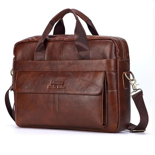 Sacoche Ordinateur en Cuir pour Homme | Modèle Omar Marron / Cuir Sac Ordinateur