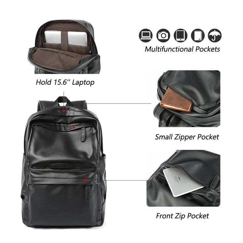 Sac à Dos Cuir Homme Paolo | La Casa du Cuir Noir / Cuir Imperméable Sacs à dos