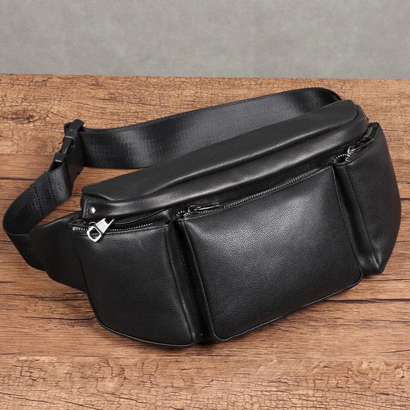 Sac Banane Cuir Homme Antonio | La Casa du Cuir Noir / Cuir Souple Sacs banane