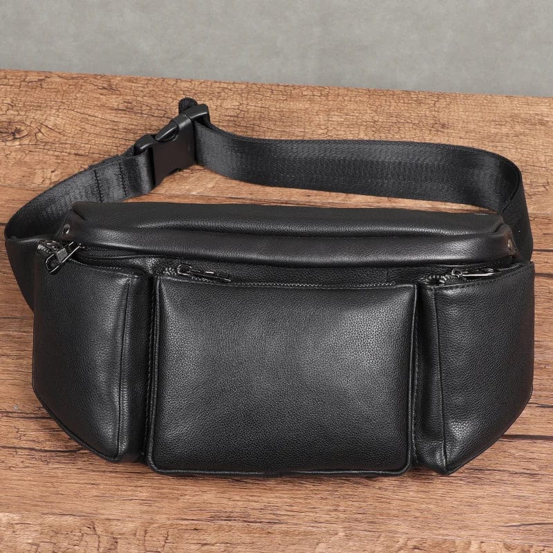 Sac Banane Cuir Homme Antonio | La Casa du Cuir Noir / Cuir Souple Sacs banane