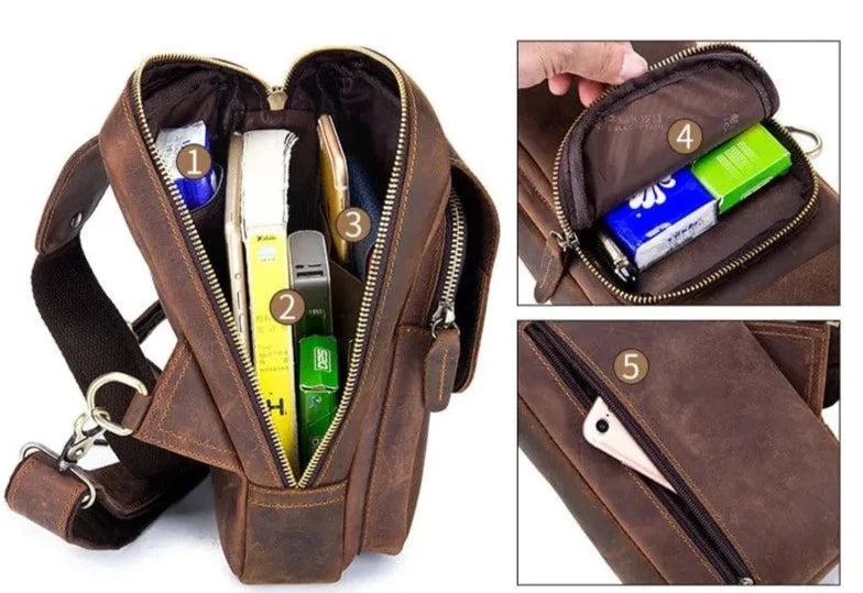 Sac Banane Cuir Homme Lorenzo | La Casa du Cuir Marron / Cuir Sacs banane