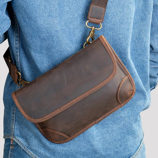 Sac Banane Cuir Homme Leonardo | La Casa du Cuir Café / Cuir Sacs banane