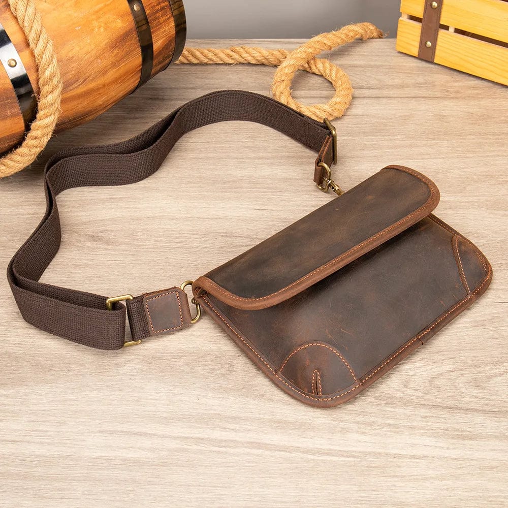 Sac Banane Cuir Homme Leonardo | La Casa du Cuir Café / Cuir Sacs banane