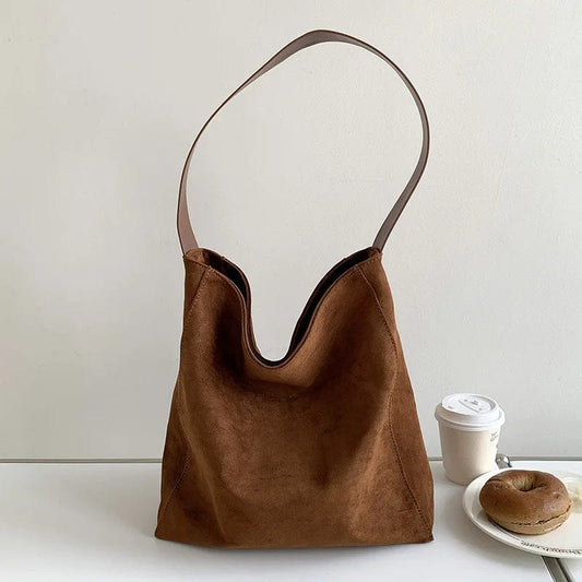 Sac Cabas en Faux Daim Marron – Style Bohème et Léger Marron / Faux Daim Sac Cabas