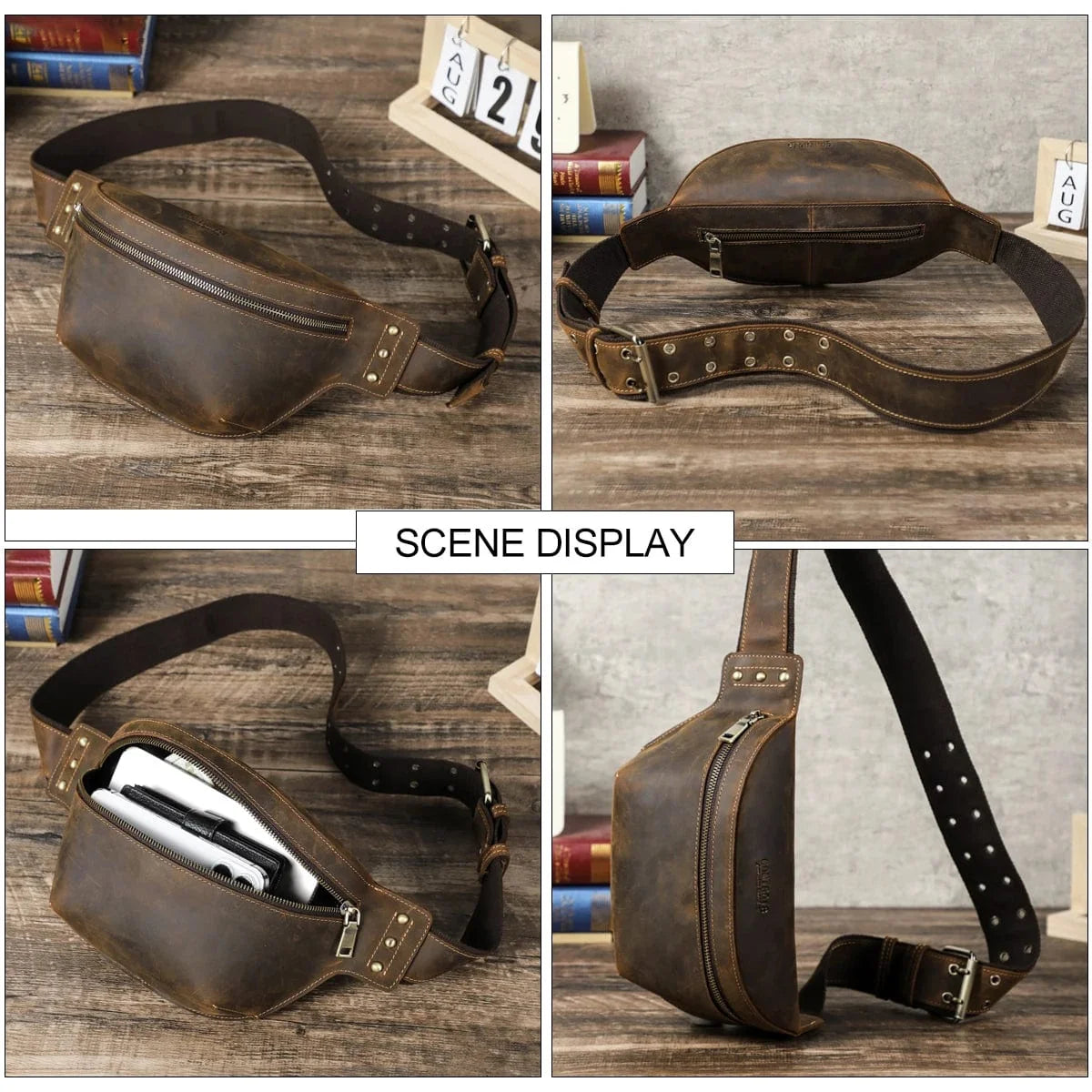 Banane Sac Homme Alexandre | La Casa du Cuir Café / Cuir Sac Banane