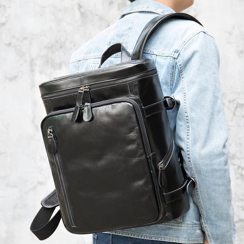 Sac à Dos Homme Cuir Salomon | La Casa du Cuir Noir / Cuir Véritable Sacs à dos