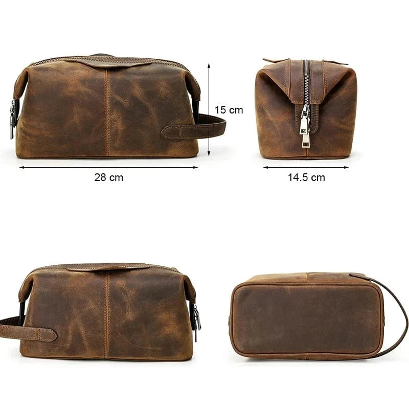 Grande Trousse de Toilette pour Homme｜La Casa Du Cuir Café