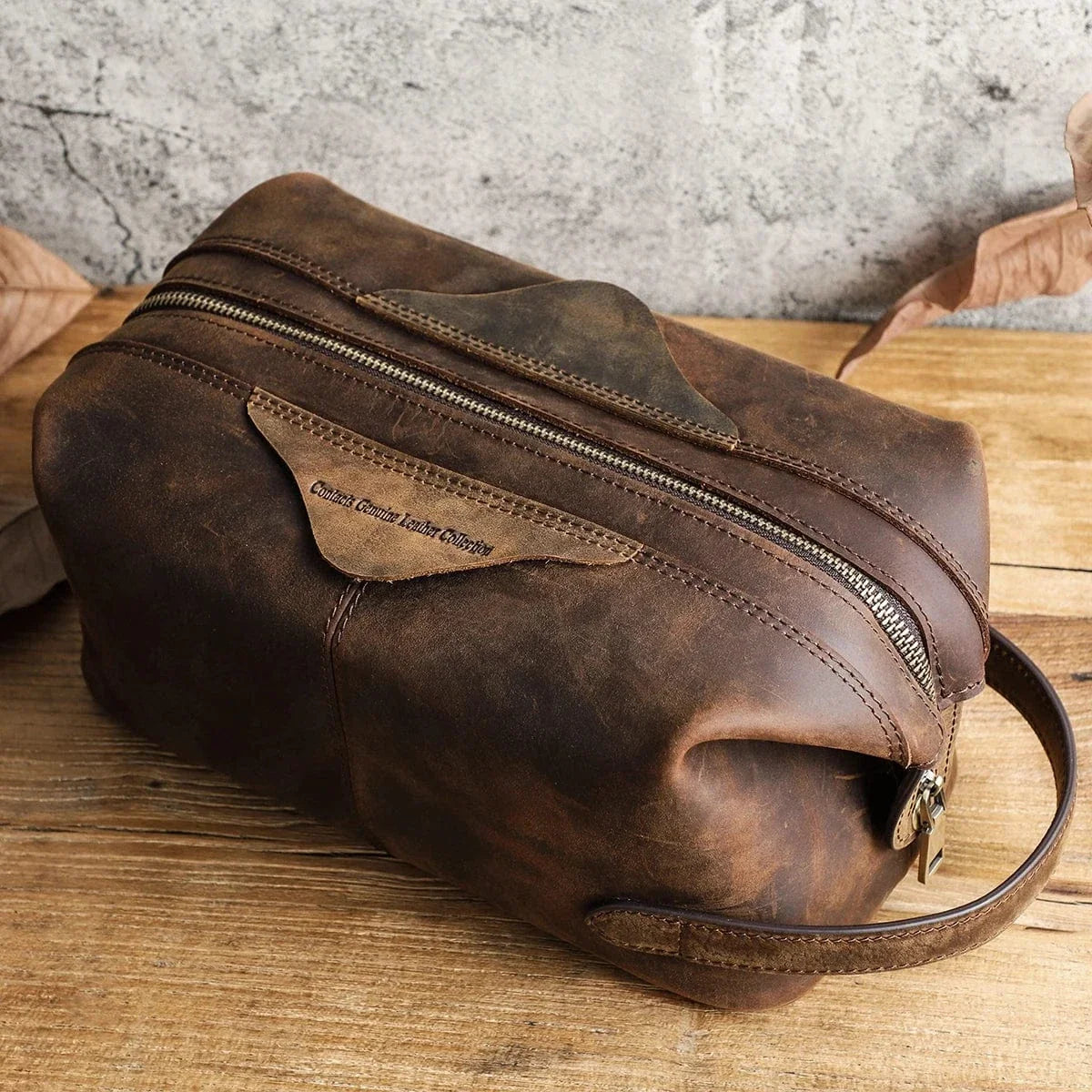 Grande Trousse de Toilette pour Homme｜La Casa Du Cuir Café