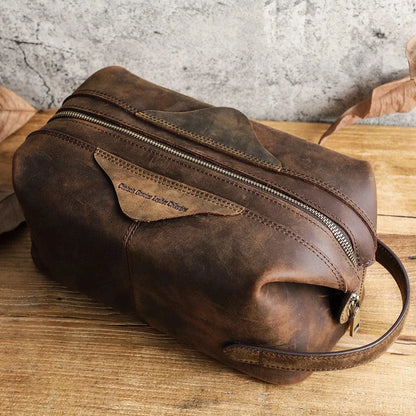 Grande Trousse de Toilette pour Homme｜La Casa Du Cuir Café