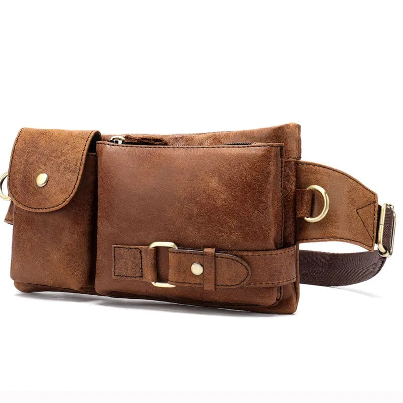 Sacoche Ceinture Homme Alex Marron / Cuir Vegan Sac Banane