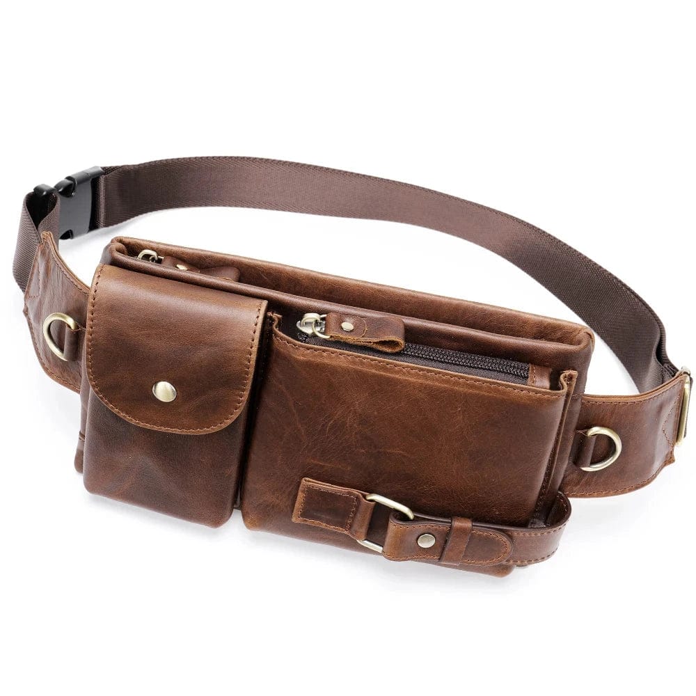 Sacoche Ceinture Homme Alex Marron / Cuir Vegan Sac Banane