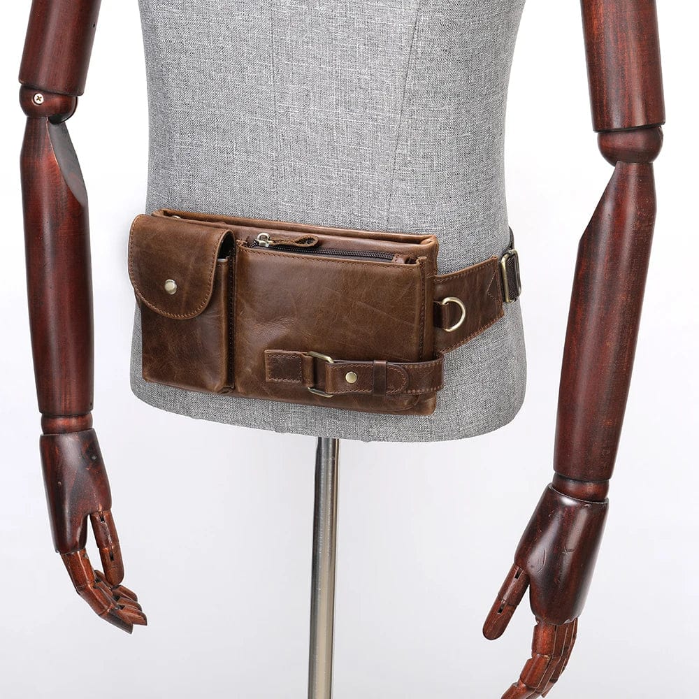 Sacoche Ceinture Homme Alex Marron / Cuir Vegan Sac Banane