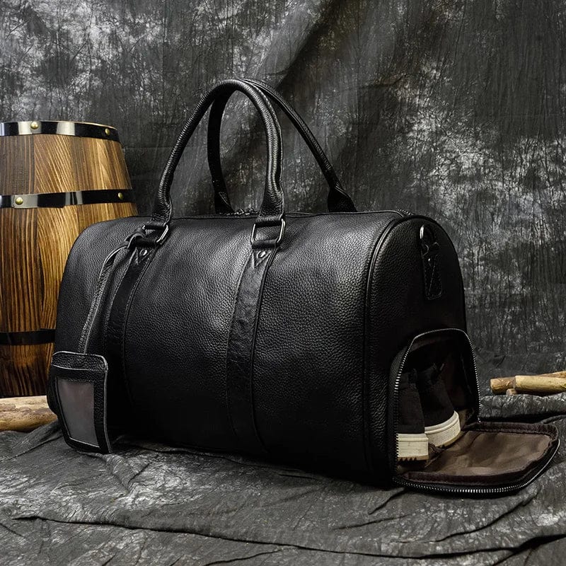 Sac de Sport Cuir Homme Albert | Bureau & Week-end Noir / Cuir Véritable sac de sports
