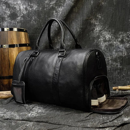 Sac de Sport Cuir Homme Albert | Bureau & Week-end Noir / Cuir Véritable sac de sports