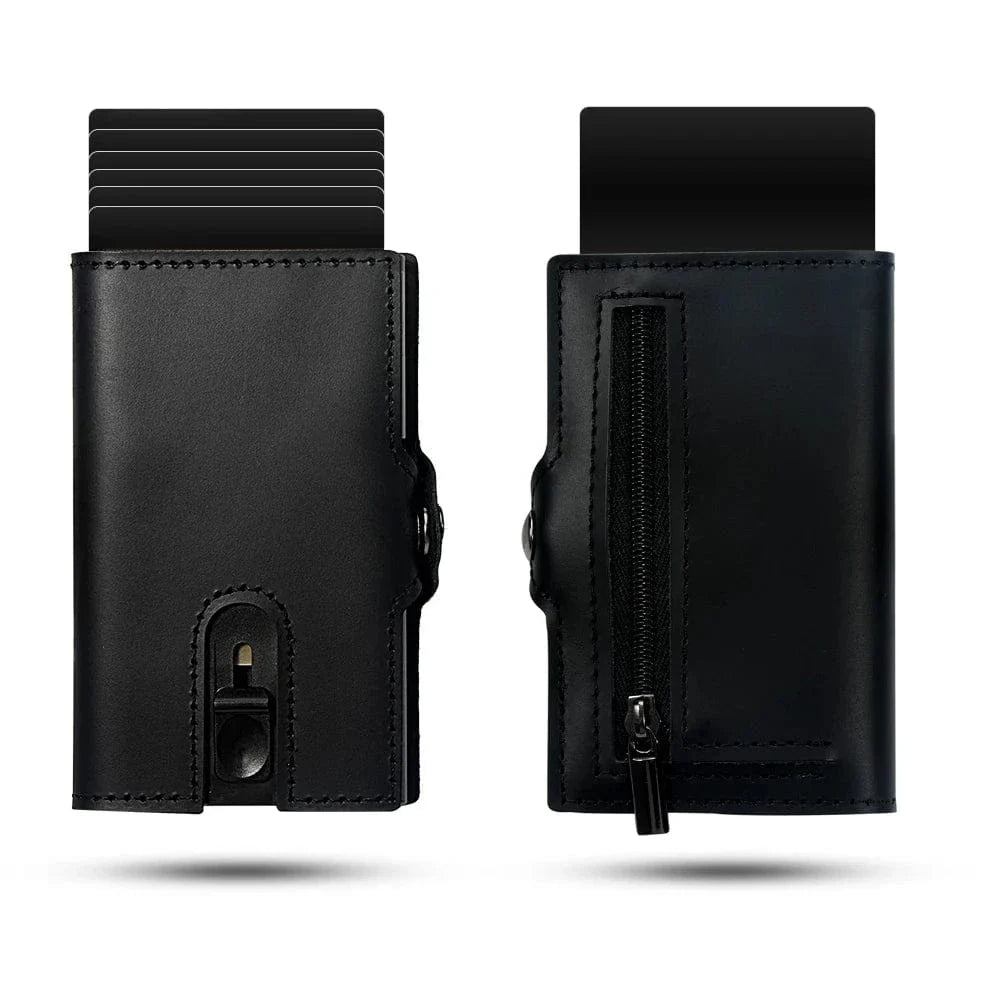 Porte Carte et Porte Monnaie Homme｜La Casa Du Cuir Noir Lisse