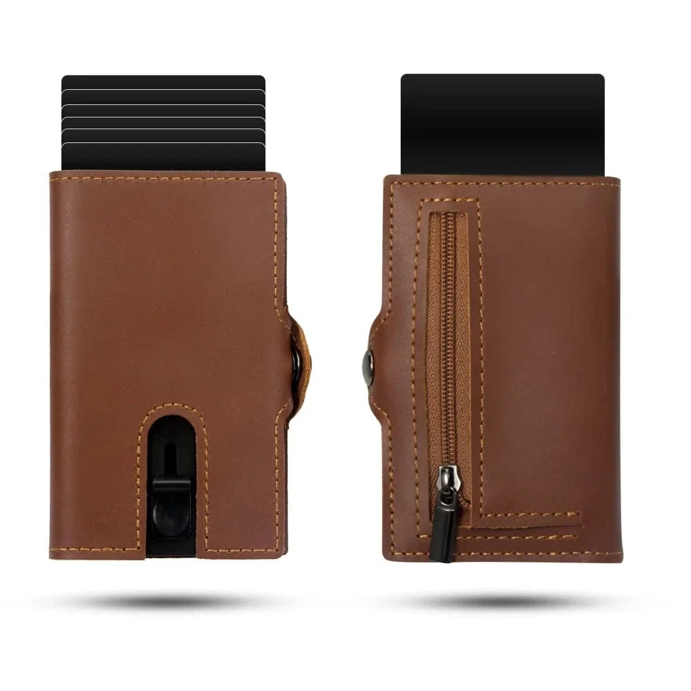 Porte Carte et Porte Monnaie Homme｜La Casa Du Cuir Marron Lisse