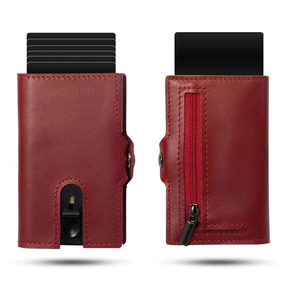 Porte Carte et Porte Monnaie Homme｜La Casa Du Cuir Rouge Lisse
