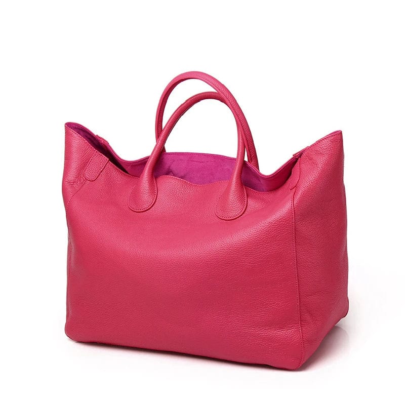 Grand Sac Fourre-Tout Femme – Couleurs Vives et Format XL Rouge Rose / Cuir Sac Cabas