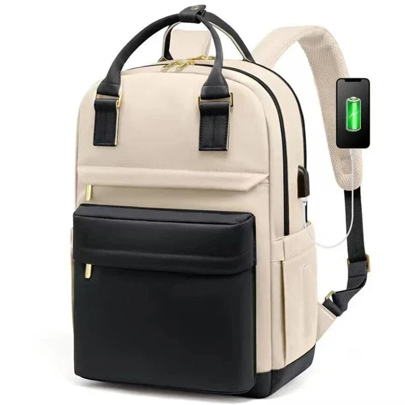 Sac à Dos Ordinateur Femme Brigitte | La Casa du Cuir Beige / 28x43x18cm