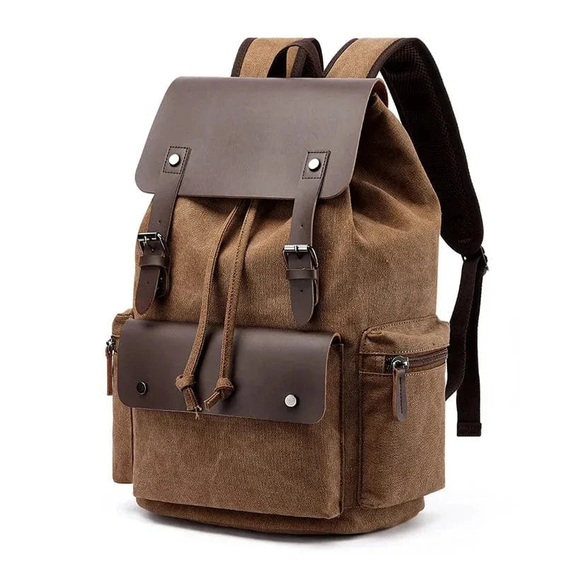 Sac a Dos Ordinateur Portable Chris | La Casa du Cuir Café / 33x45x18cm / Toile + Cuir PU