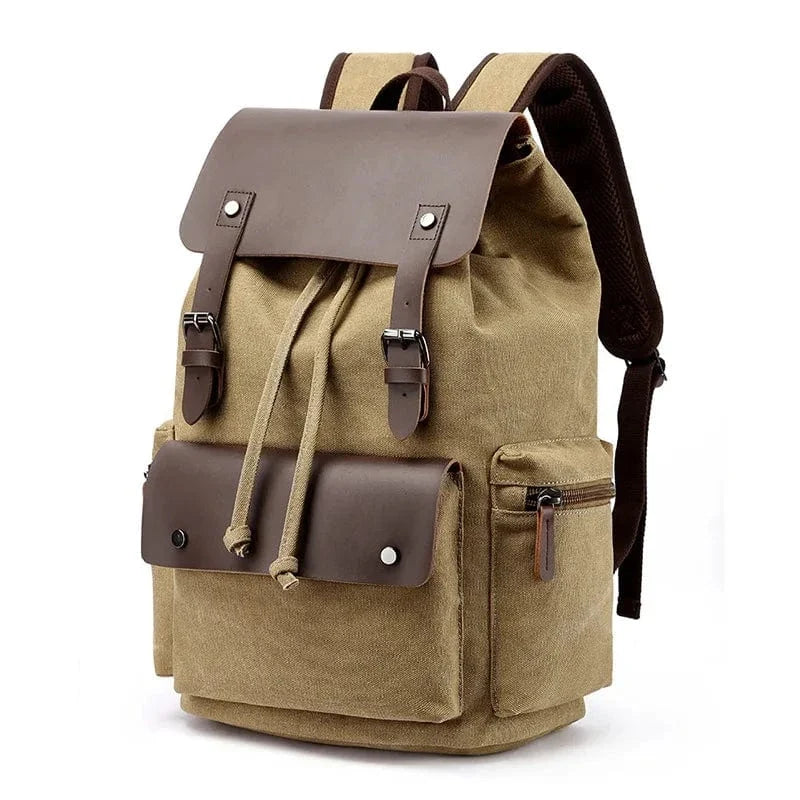 Sac a Dos Ordinateur Portable Chris | La Casa du Cuir Kaki / 33x45x18cm / Toile + Cuir PU