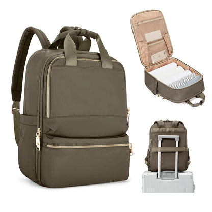 Sac a Dos Ordinateur Portable Claude | La Casa du Cuir Marron / Nylon Oxford