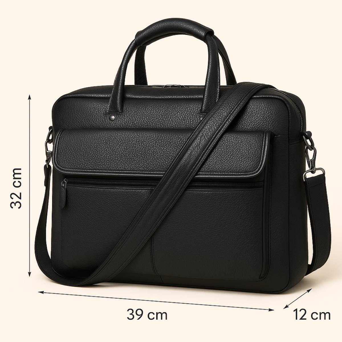 Sac à Ordinateur Homme | Modèle Milan Noir / Cuir / Homme Sac Ordinateur