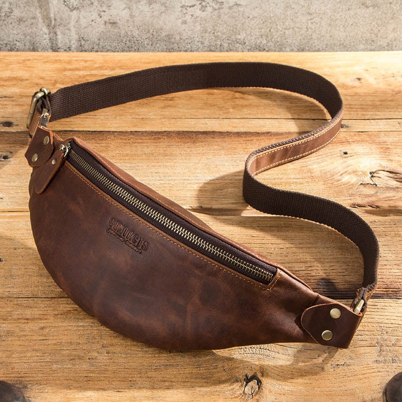 Sac Banane Cuir Homme Lyam | La Casa du Cuir Café / Cuir / Homme Sacs banane