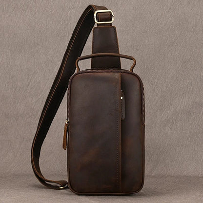 Sac Banane Cuir Homme Esteban | La Casa du Cuir Café Foncé / Cuir Sacs banane