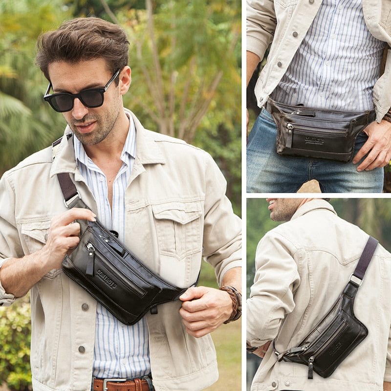 Sac Banane Cuir Homme Mathéo | La Casa du Cuir Café / Cuir / Homme Sacs banane