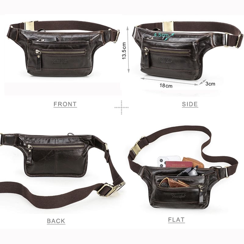 Sac Banane Cuir Homme Mathéo | La Casa du Cuir Café / Cuir / Homme Sacs banane