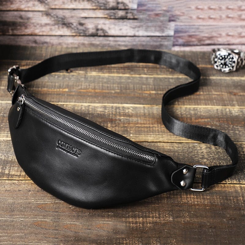 Sac Banane Cuir Homme Clément | La Casa du Cuir Noir / Cuir / Homme Sacs banane