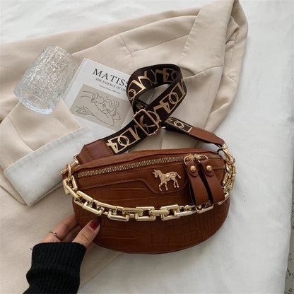 Sac Banane Doré Marron / 25x17x8.5cm / Cuir (PU) Sac Banane